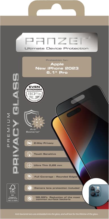 Panzer iPhone 15 Pro Full-Fit Privacy skärmskydd