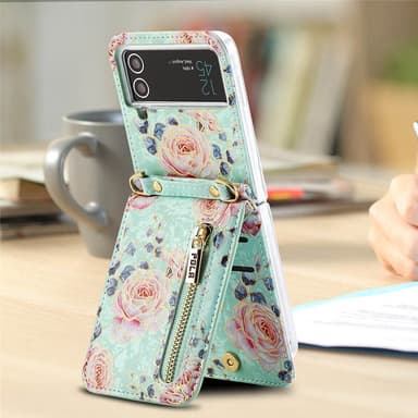 POLA Flower fodral Samsung Galaxy Z Flip 4 - Cyan