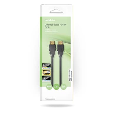 Nedis Ultra High Speed ​​HDMI ™ kabel | HDMI™ Kontakt | HDMI™ Kontakt | 8K@60Hz | 48 Gbps | 2.00 m | Rund | 6.5 mm | Svart | Låda