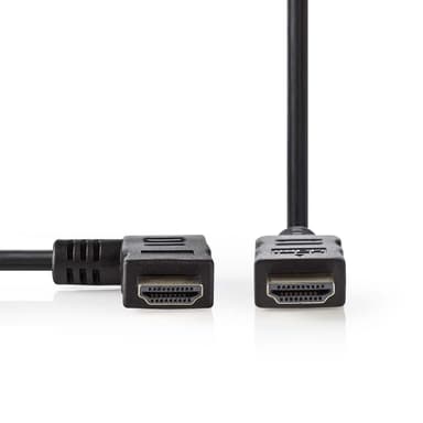 Nedis High Speed ​​HDMI ™ kabel med Ethernet | Vänster Hooked HDMI ™ Connector | HDMI™ Kontakt | 4K@30Hz | 10.2 Gbps | 1.50 m | Rund | PVC | Svart | Plastpåse