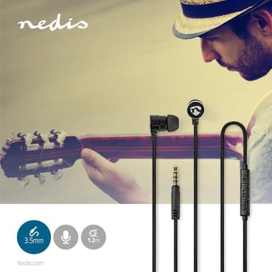 Nedis Trådbundna Hörlurar | 3.5 mm | Kabellängd: 1.20 m | Inbygd mikrofon | Volymkontroll | Silver / Svart