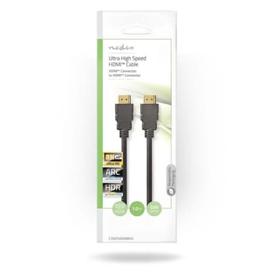Nedis Ultra High Speed ​​HDMI ™ kabel | HDMI™ Kontakt | HDMI™ Kontakt | 8K@60Hz | 48 Gbps | 1.00 m | Rund | 6.0 mm | Svart | Plastpåse