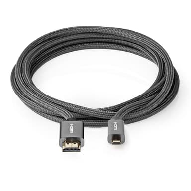 Nedis High Speed ​​HDMI ™ kabel med Ethernet | HDMI™ Kontakt | HDMI™ Micro kontakt | 4K@60Hz | 18 Gbps | 2.00 m | Rund | Bomull | Antracit / Grått Med Metall | Kartong med täckt fönster