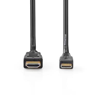 Nedis High Speed ​​HDMI ™ kabel med Ethernet | HDMI™ Kontakt | HDMI™ Mini kontakt | 4K@30Hz | 10.2 Gbps | 1.50 m | Rund | PVC | Svart | Plastpåse