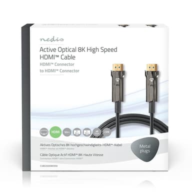 Nedis Aktiva Optiska Ultra High Speed ​​HDMI Kabel med Ethernet | HDMI™ Kontakt | HDMI™ Kontakt | 8K@60Hz | 48 Gbps | 50.0 m | Rund | PVC | Svart | Presentbox
