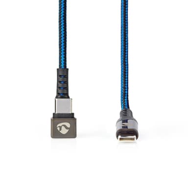 Nedis USB-kabel | USB 2.0 | USB-C™ Hane | USB-C™ Hane | 480 Mbps | Guldplaterad | 1.00 m | Rund | Flätad / Nylon | Blå / Svart | Kartong med täckt fönster