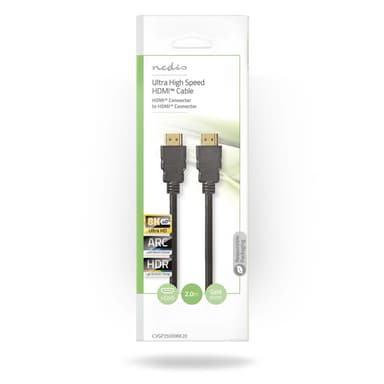 Nedis Ultra High Speed ​​HDMI ™ kabel | HDMI™ Kontakt | HDMI™ Kontakt | 8K@60Hz | 48 Gbps | 2.00 m | Rund | 6.5 mm | Svart | Plastpåse