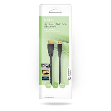 Nedis High Speed ​​HDMI ™ kabel med Ethernet | HDMI™ Kontakt | HDMI™ Mini kontakt | 4K@30Hz | 10.2 Gbps | 2.00 m | Rund | PVC | Svart | Låda