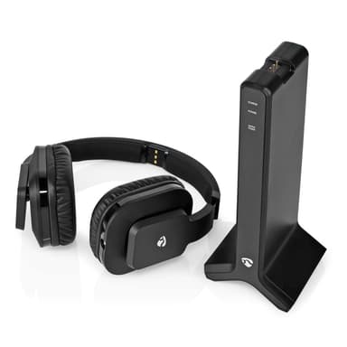 Nedis Trådlösa TV-hörlurar | RF | Over-Ear | Maximal batteritid: 8 timmar | 25 m | Digitalt ljud | Batteri docka | Svart