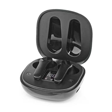 Nedis Fullt Trådlösa hörlurar | Bluetooth® | Maximal batteritid: 5 timmar | Tryck på Kontroll | Batteri hölje | Inbygd mikrofon | Stöd för röststyrning | Brusreducering | Svart