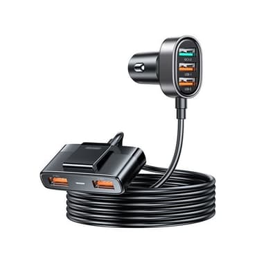 Joyroom Multi Billaddare med fÃ¶rlÃ¤ngningskabel 45W 5xUSB