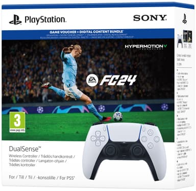 PS5 DualSense trådlös kontroll (vit) + EA SPORTS FC 24-paket