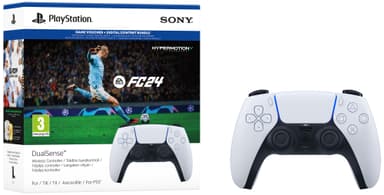 PS5 DualSense trådlös kontroll (vit) + EA SPORTS FC 24-paket
