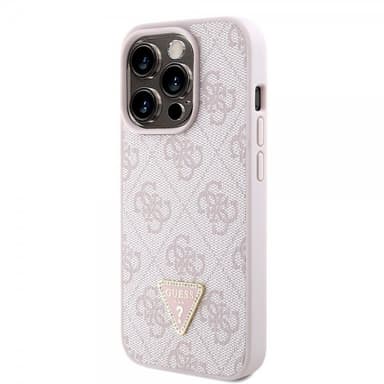 Guess iPhone 15 Pro Skal Metal Logo Strass Crossbody Strap Rosa