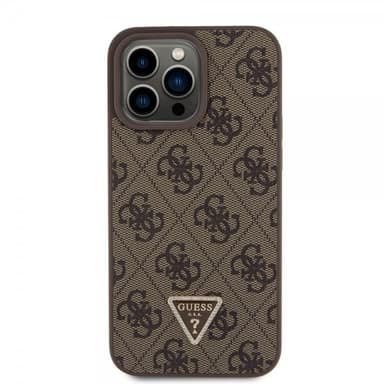 Guess iPhone 15 Pro Max Skal Metal Logo Strass Crossbody Strap Brun