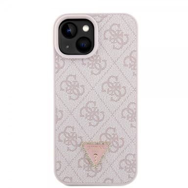 Guess iPhone 15 Skal Metal Logo Strass Crossbody Strap Rosa