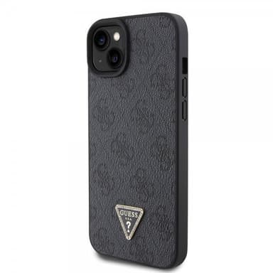 Guess iPhone 15 Skal Metal Logo Strass Crossbody Strap Svart