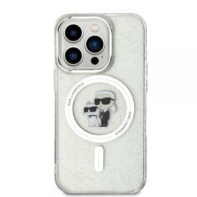Karl Lagerfeld iPhone 15 Pro Skal Karl & Choupette Glitter MagSafe Transparent