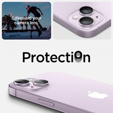 Spigen iPhone 14/iPhone 14 Plus Kameralinsskydd GLAS.tR EZ Fit Optik Pro Lila 2-pack
