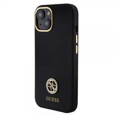 Guess iPhone 15 Skal Liquid Silicone Metal Logo Svart