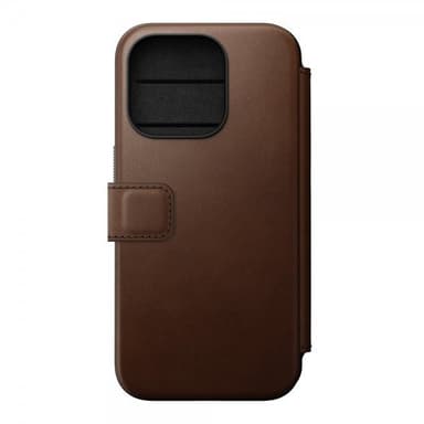 NOMAD iPhone 15 Pro Fodral Modern Leather Folio Brun