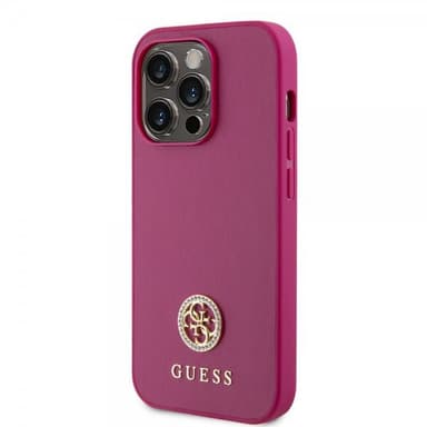 Guess iPhone 15 Pro Max Skal Metal Logo Strass Metallic Rosa