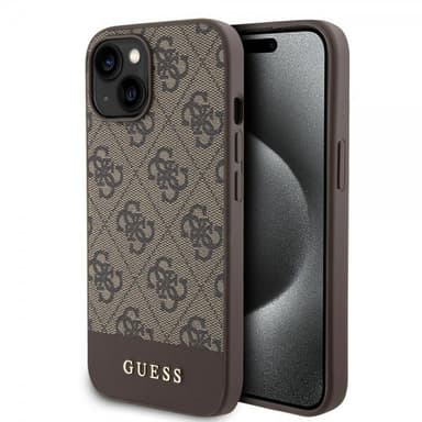 Guess iPhone 15 Skal Bottom Stripe MagSafe Brun