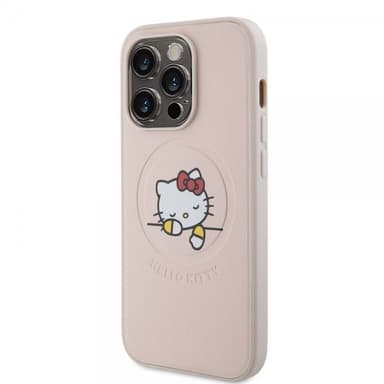 Hello Kitty iPhone 15 Pro Skal Debossed Logo MagSafe Rosa