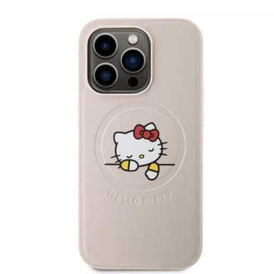Hello Kitty iPhone 15 Pro Skal Debossed Logo MagSafe Rosa