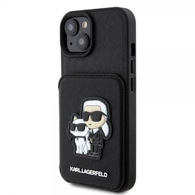 Karl Lagerfeld iPhone 15 Skal Saffiano Card Slots & Stand Svart