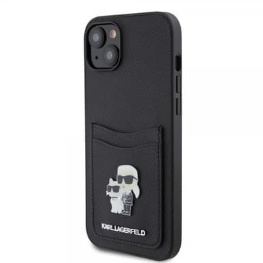 Karl Lagerfeld iPhone 15 Skal Saffiano Double Cardslot Svart