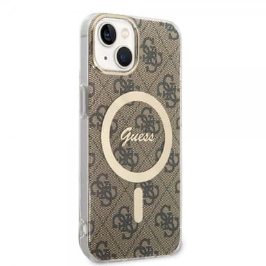 Guess iPhone 14 Skal 4G Pattern MagSafe Brun
