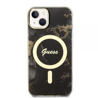 Guess iPhone 14 Skal Golden Marble MagSafe Svart