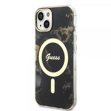 Guess iPhone 14 Skal Golden Marble MagSafe Svart