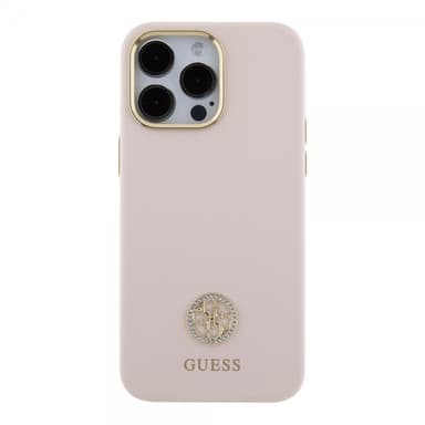 Guess iPhone 15 Pro Max Skal Liquid Silicone Metal Logo Rosa