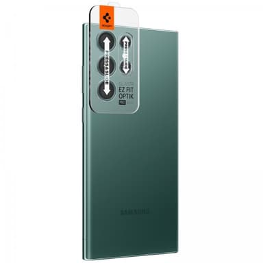 Spigen Samsung Galaxy S22 Ultra Kameralinsskydd GLAS.tR EZ Fit Optik Pro 2-pack Grön
