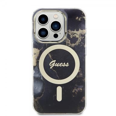 Guess iPhone 14 Pro Skal Golden Marble MagSafe Svart