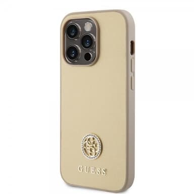 Guess iPhone 15 Pro Skal Metal Logo Strass Guld