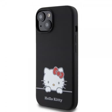 Hello Kitty iPhone 15 Skal Liquid Silicone Svart