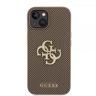 Guess iPhone 15 Skal Perforated Glitter Brun