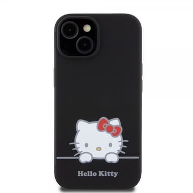 Hello Kitty iPhone 15 Skal Liquid Silicone Svart