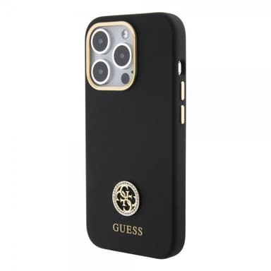 Guess iPhone 15 Pro Skal Liquid Silicone Metal Logo Svart