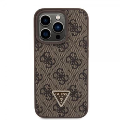 Guess iPhone 15 Pro Skal 4G Metal Triangle Strass Brun
