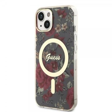 Guess iPhone 14 Skal Flower MagSafe Kaki