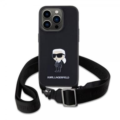 Karl Lagerfeld iPhone 15 Pro Skal Saffiano Crossbody Svart