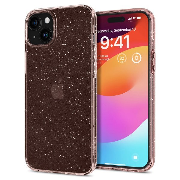 Spigen iPhone 15 Skal Liquid Crystal Glitter Rose Quartz