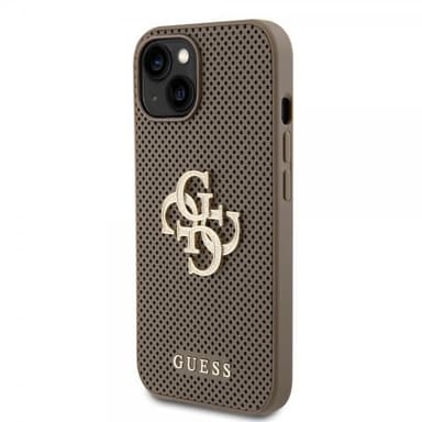 Guess iPhone 15 Skal Perforated Glitter Brun