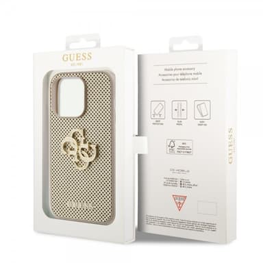 Guess iPhone 15 Pro Skal Perforated Glitter Guld