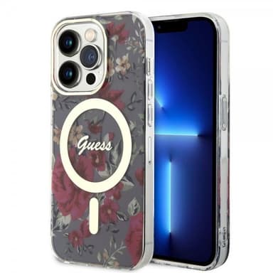 Guess iPhone 14 Pro Skal Flower MagSafe Kaki