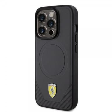 Ferrari iPhone 15 Pro Skal Carbon PU Leather MagSafe Svart